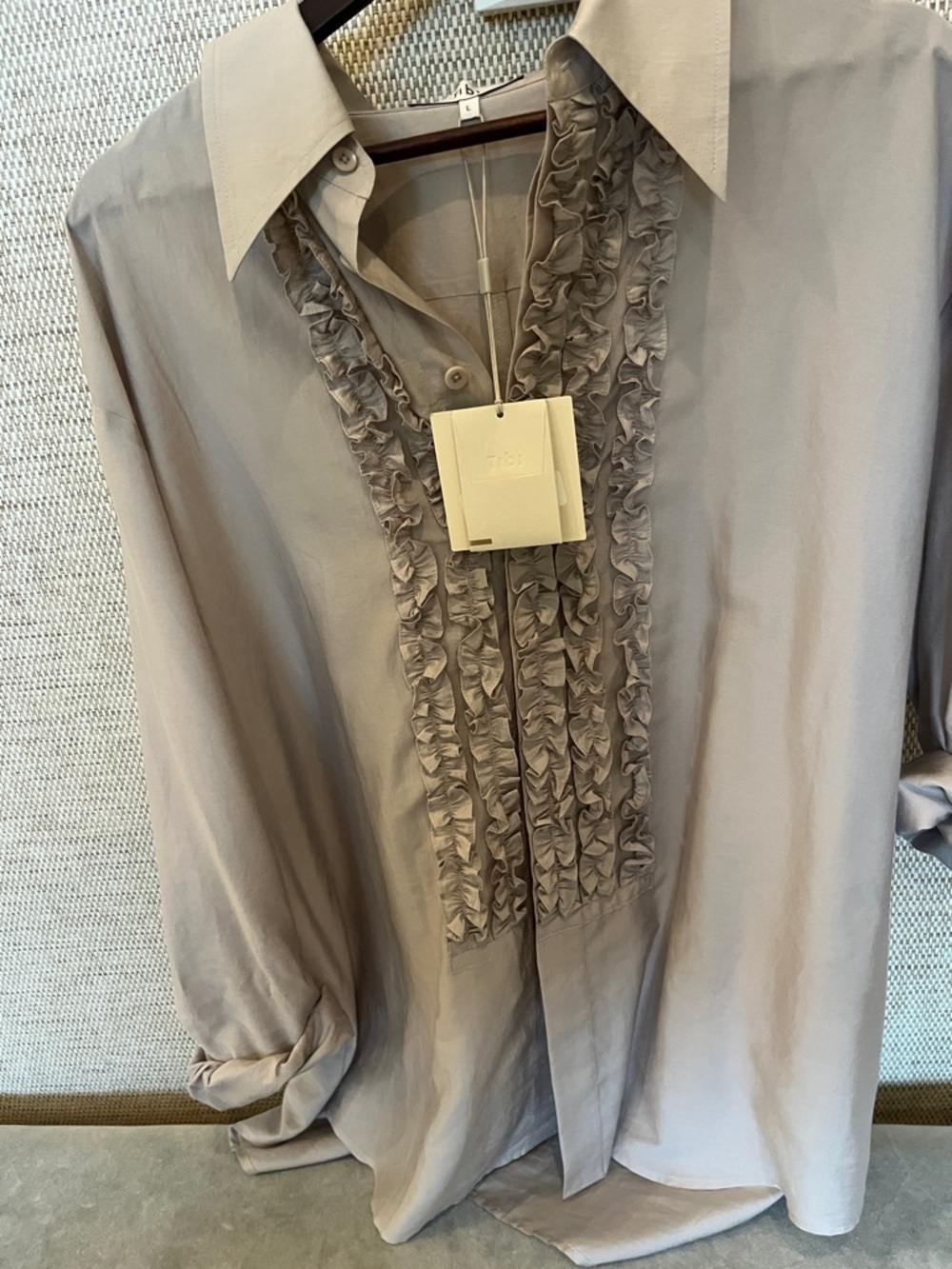 Tibi silk voile tuxedo easy shirt - Picture 5 of 7